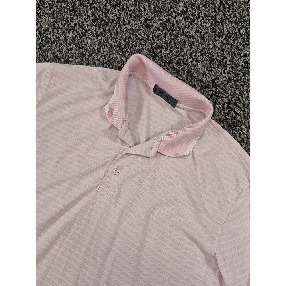 G Fore Golf Polo Shirt Mens Pink Striped Stretch Performance *FLAW NO SIZE‎ TAG